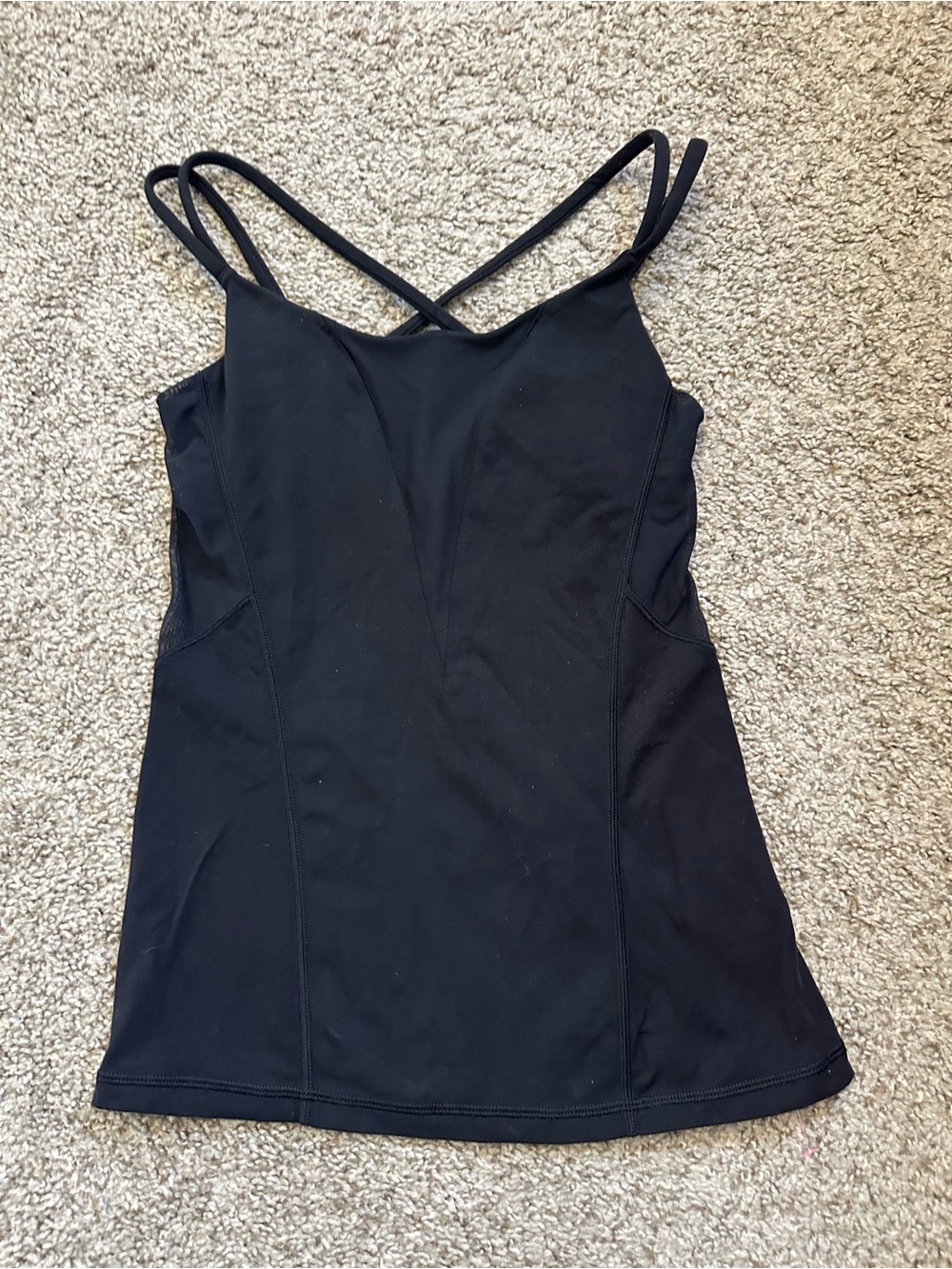 Lululemon Exquisite Tank Black Mesh Strappy Luon - Picture 3 of 4